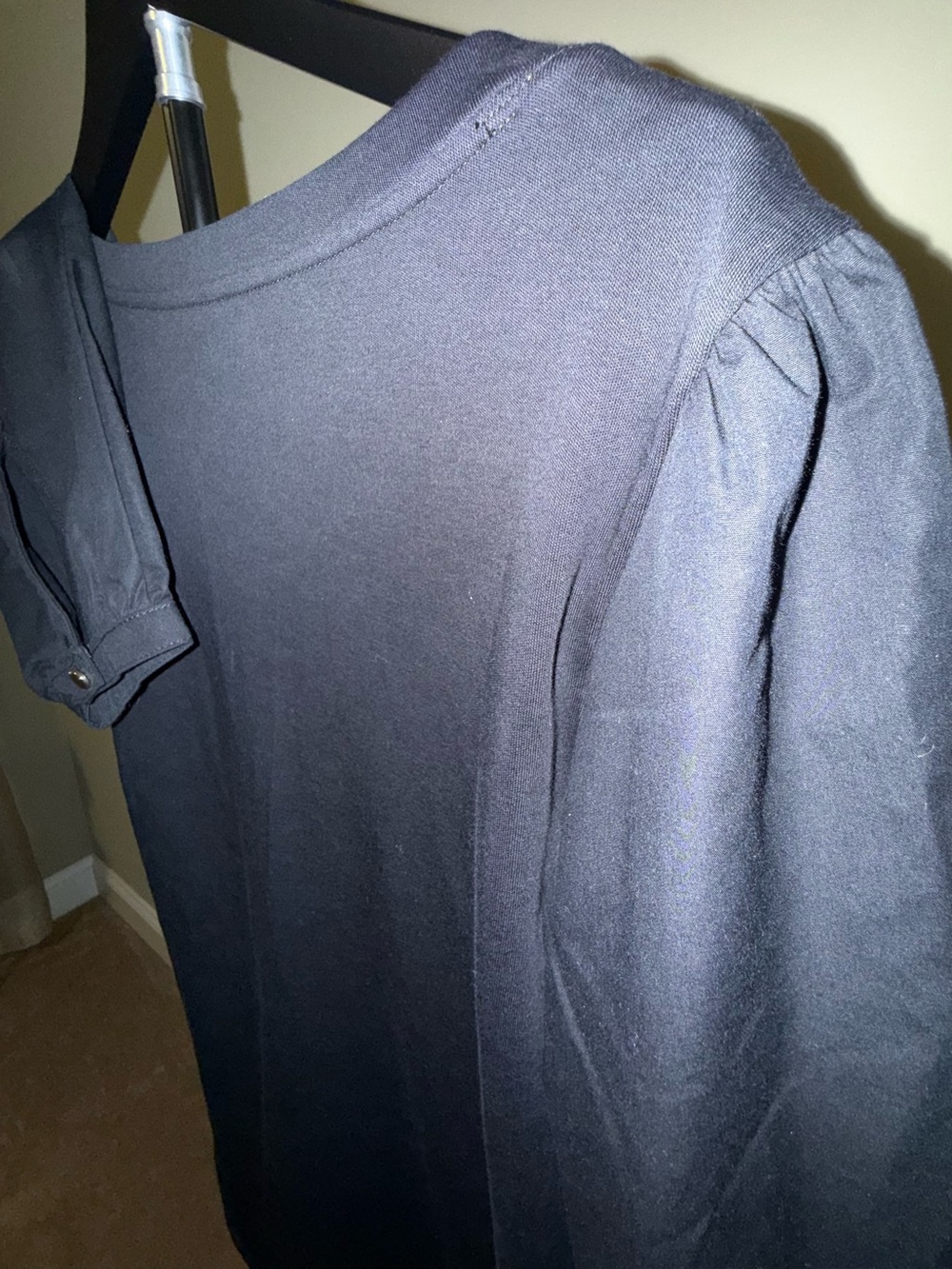 NWOT LANDS' END Mixed Media Black Long-Sleeve Scoop Neck Tee Sz M - Picture 4 of 7